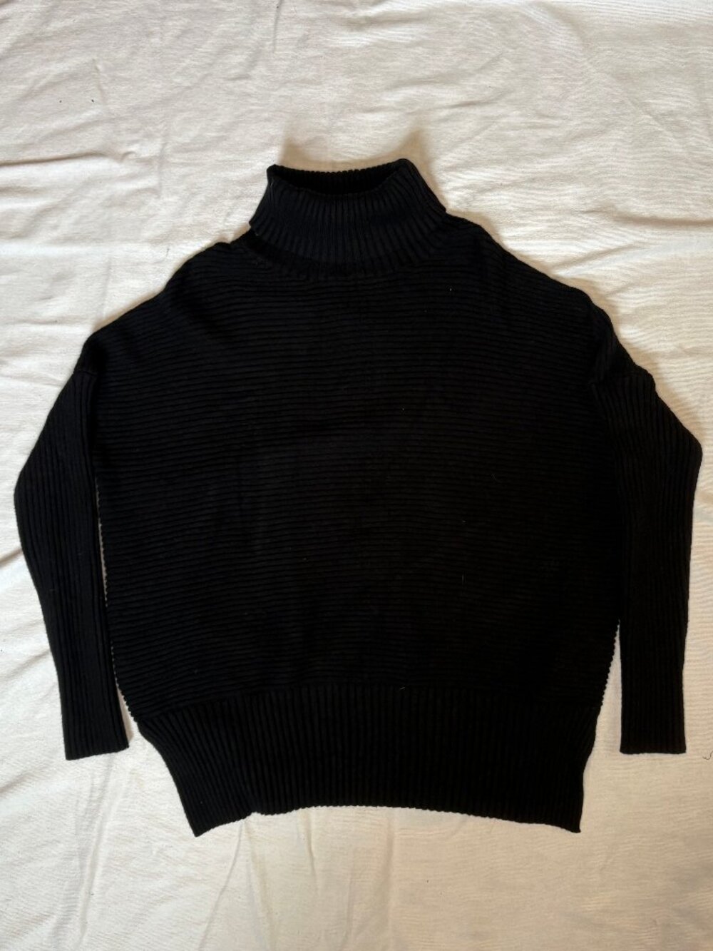 Women's Oversized Turtleneck Sweaters Batwing Sleeve Ribbed Tunic Sweater
